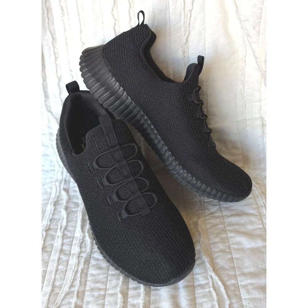 S Sport by Skechers Slip On Sneaker Black Shimmer Knit Memory Foam Womens 9.5
